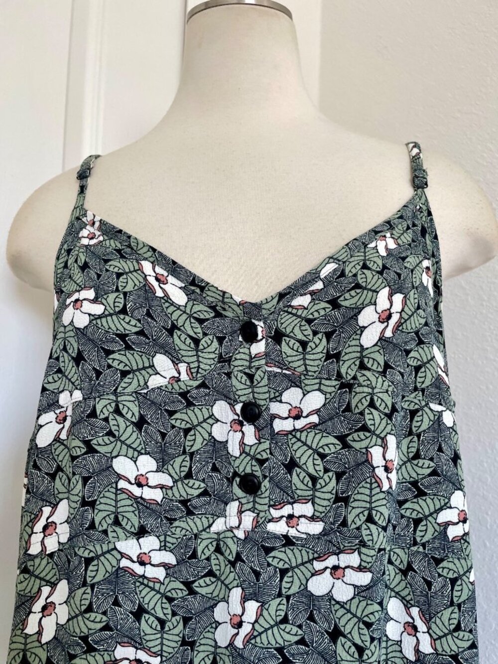Flax Adjustable Spaghetti Strap Floral Tropical Print Maxi Summer Dress Medium - Picture 4 of 12